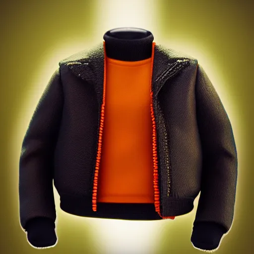 Image similar to magic mushroom, cary grant wearing orange puffy bomber jacket, nendroid, craig mullins style