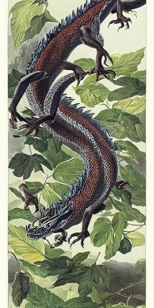 Prompt: field guide illustration painting of a dragon by john audubon and david allen sibley, detailed art