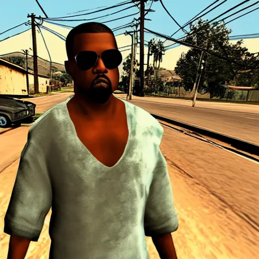 Image similar to screenshot of kanye west in gta san andreas