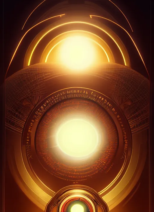 Prompt: symmetry!! product render poster gold coin scifi, glowing fog intricate, elegant, highly detailed, digital painting, artstation, concept art, smooth, sharp focus, illustration, art by artgerm, creature looking up with glowing eye