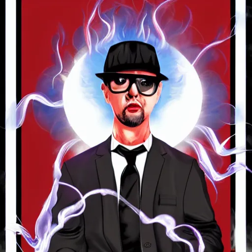 Prompt: the nostalgia critic striking a menacing pose, digital art, kung fu, dissipating smoke