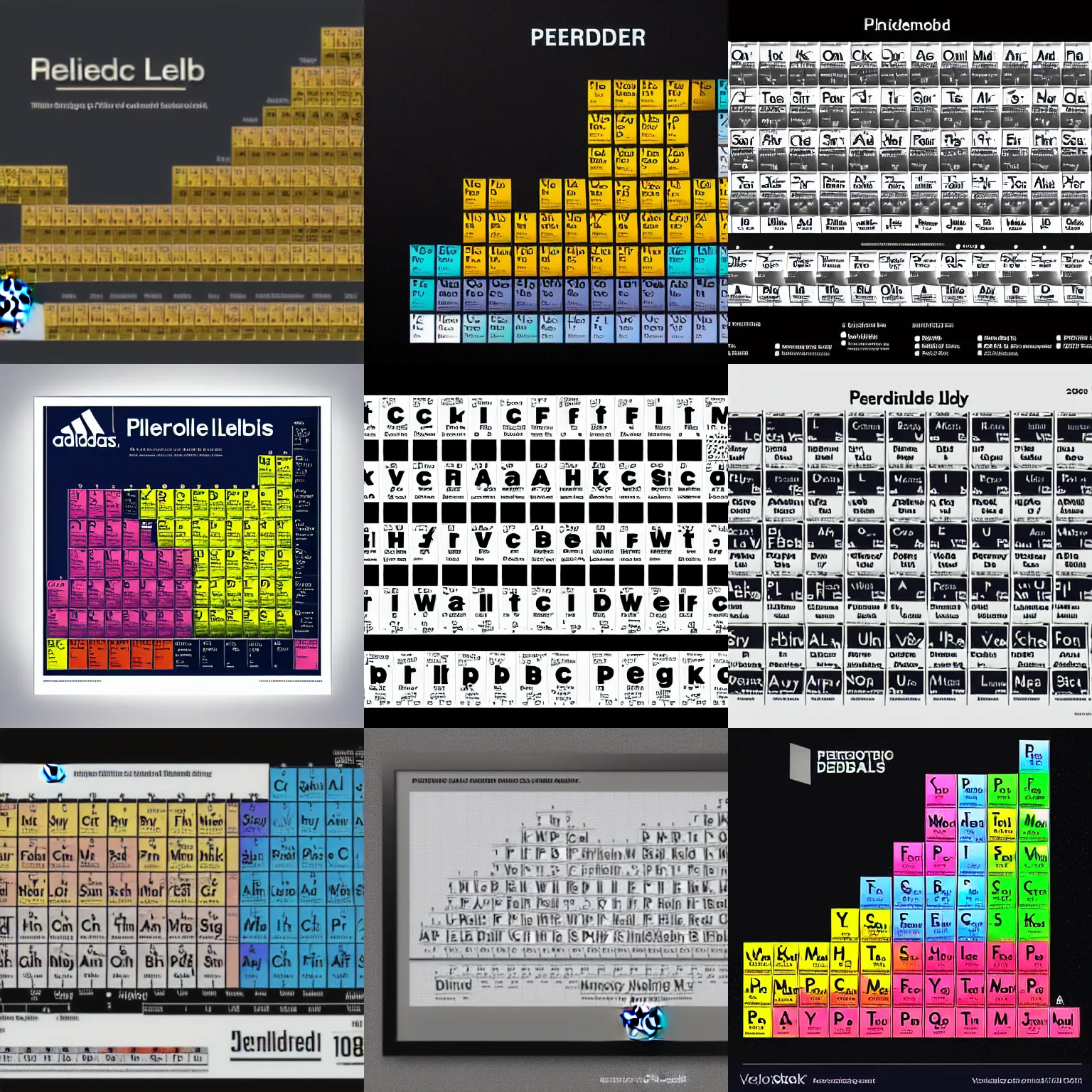 Prompt: periodic table designed by adidas