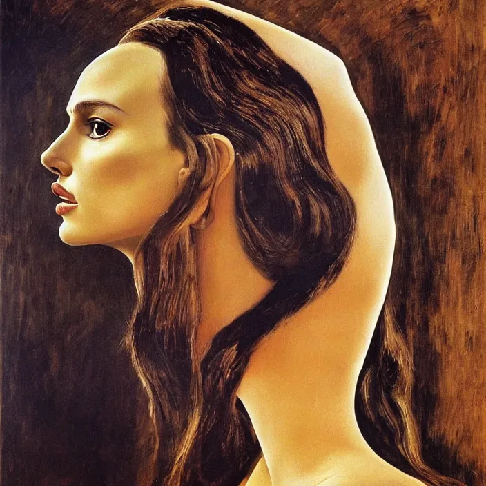 Image similar to a portrait of natalie portman by salvador dali, highly detailed