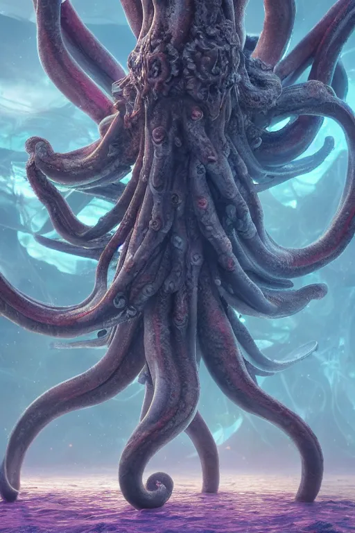 Prompt: giant ancient alien tentacles artwork by yoshitaka amano, pastel colors, detailed background, extremely detailed, octane rendering, sharp focus, volumetric light, particles, unreal engine 5, rtx