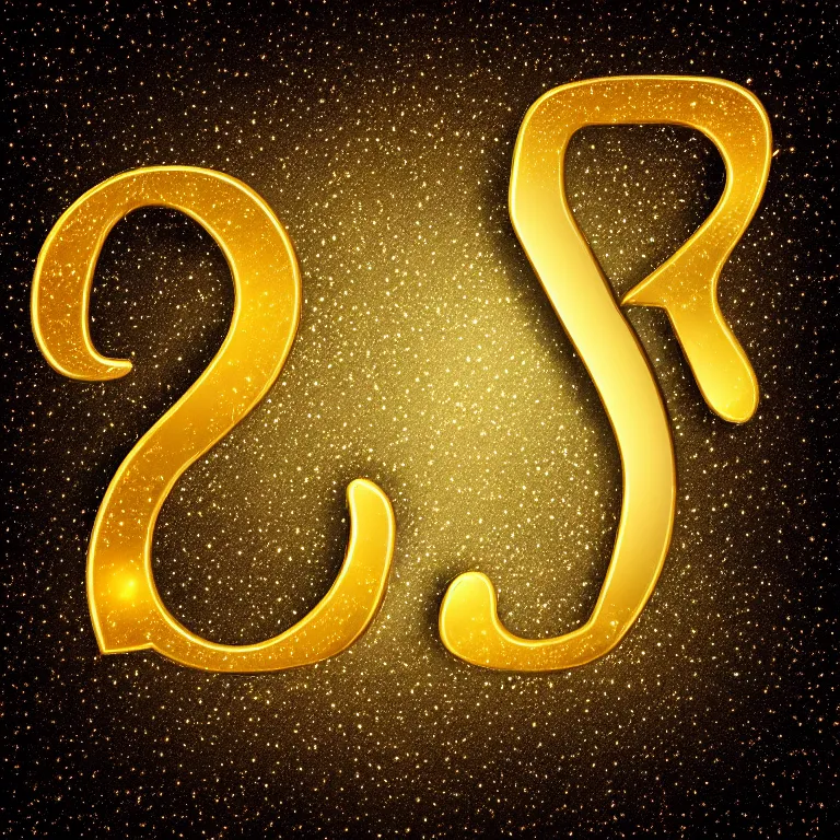 Prompt: letter q in gold style on space background, highly detailed