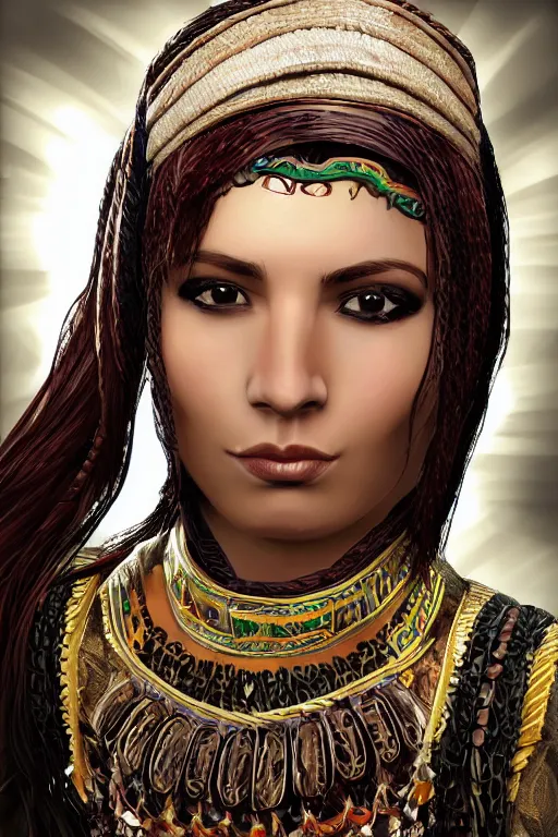 Prompt: hyperrealistic portrait from middle eastern mask woman, ride horse, super highly detail, accurate, without duplication content, gta chinatown wars art style, white border frame.