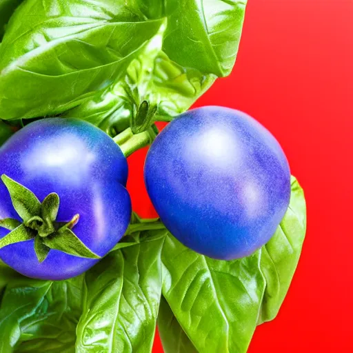 Image similar to blue tomato on red background