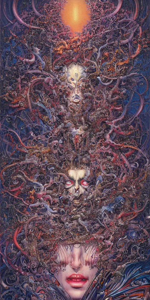 Prompt: realistic detailed image of technological nightmare abomination monster god by lisa frank, ayami kojima, amano, karol bak, greg hildebrandt and mark brooks, neo - gothic, gothic, rich deep colors. beksinski painting, part by adrian ghenie and gerhard richter. art by takato yamamoto. masterpiece