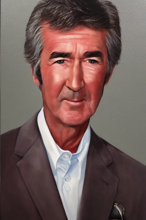 Image similar to hyper realistic painting of randy mantooth, vivid colours, highly detailed, wall eyed