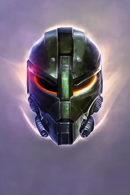 Image similar to robot ninja mask helmet halo master chief radiating a glowing aura global illumination ray tracing hdr fanart arstation by ian pesty and katarzyna da „ bek - chmiel