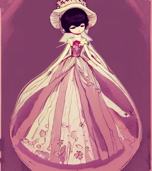 Image similar to portrait of a blythe doll in baroque dress design inspired by flower for fantasy world queen by atey ghailan, by greg rutkowski, by studio ghibli, by greg tocchini, by james gilleard, by joe fenton, by kaethe butcher, dynamic lighting, grunge aesthetic