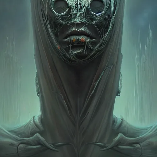 Image similar to a portrait of a beautiful vampire, sci-fi concept art by giger and beksinski and szukalski and wlop and pete mohrbacher, digital art, highly detailed, intricate, horror, sharp focus, Trending on Artstation HQ, deviantart, unreal engine 5, 4K UHD image