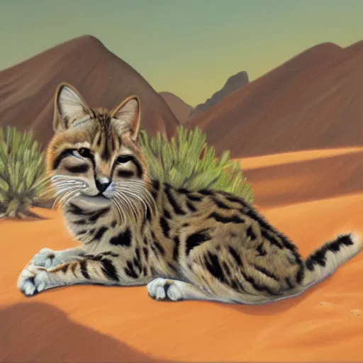 Prompt: painting of a desert cat