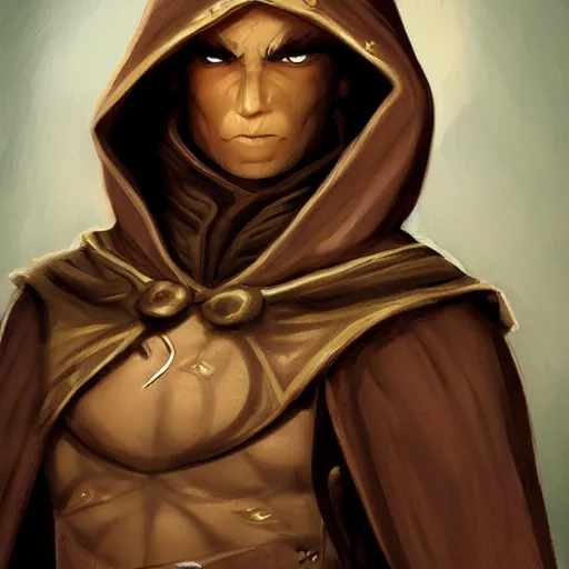 Image similar to Character portrait, face close up: Elf Male Monk/Ranger. Hooded, shadow and gloom. In the style of Ralph Horsley