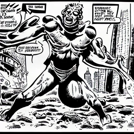 Prompt: Beetle as monster by Wally Wood