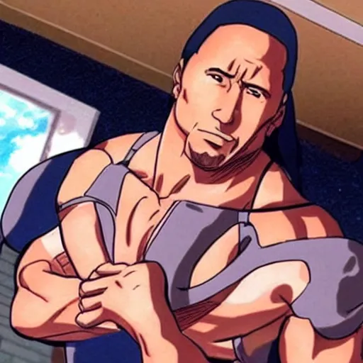 Prompt: Dwayne Johnson as an anime girl