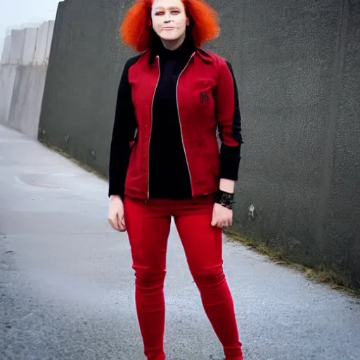 Prompt: man, red hair, black jacket, curly hair, fullbody, Caucasian, short hair,