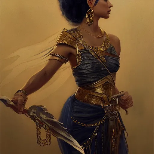 Image similar to a dramatic epic ethereal portrait of Cleopatra, full body with dynamic pose, female, detailed face, cinematic lighting, highly detailed oil on canvas painting by Greg Rutkowski, winning-award digital art trending on Artstation H 1024 W 832