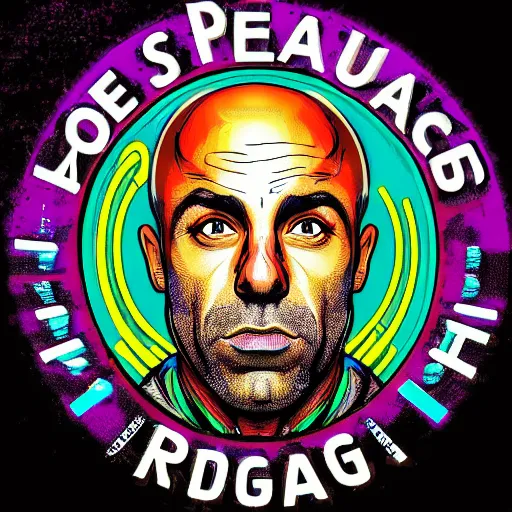 Image similar to podcast joe rogan logo creative, trippy, 8 k, 4 k uhd, realistic, colorful, super detailed, very detailed, detailed