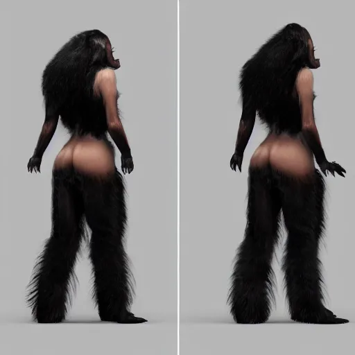 Prompt: woman transforming into a werewolf at night with black realistic fur, ultra detail, unreal engine 5, 8 k