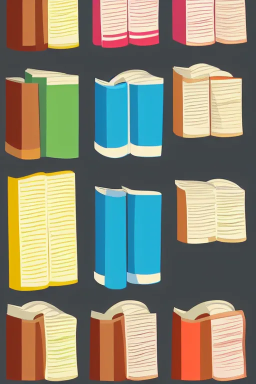 Prompt: books clean cel shaded vector art