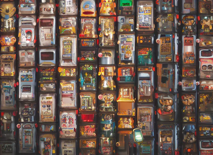 Image similar to closeupof portrait of tin toy tokyo corner store and vending machines, depth of field, zeiss lens, detailed, centered, photoshoot, by nicoletta ceccoli, mark ryden, lostfish, breathtaking, 8 k resolution, extremely detailed, beautiful, establishing shot, artistic, hyperrealistic, octane render, - h 7 0 4