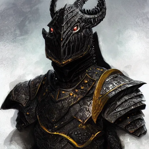 Image similar to digital art painting of a black dragonborn!!! wearing ( ( armored ) ) wizard robes!!!, dnd portrait painted by craig mullins and gaston bussiere and greg rutkowski