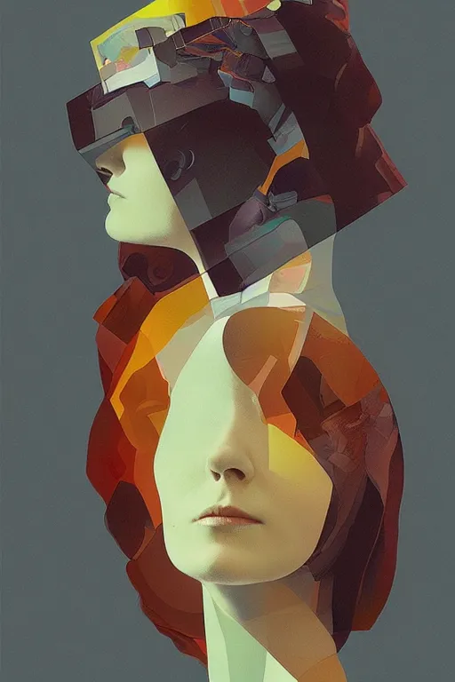 Image similar to woman wearing oculus and digital glitch head edward hopper and james gilleard, zdzislaw beksisnski, higly detailed