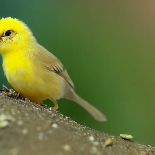 Prompt: small yellow bird, hyperrealistic, closeup, depth of field