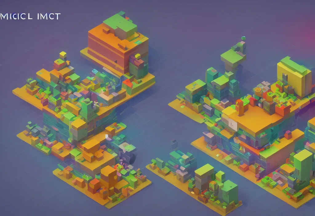 Image similar to isometric magicavoxel cinematic lighting, 4k