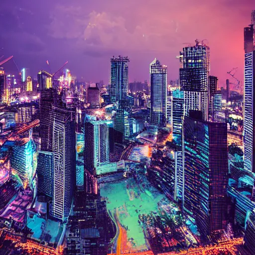 Image similar to bangkok! skyline, cyberpunk!, digital art, 8 k