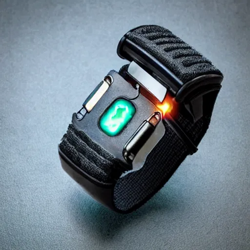 Image similar to epic fantasy style, a device that shoots a small grapple from a wristband