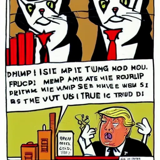 Prompt: donald trump as a cat in the comic maus by art spiegelman