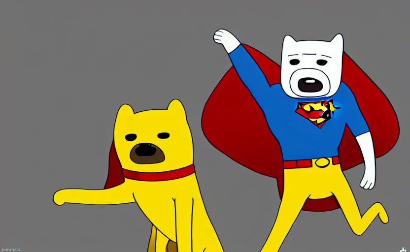 Prompt: Jake the dog from adventure time fighting ((superman)), artstation, hand to hand combat, concept art, high detail, 4k