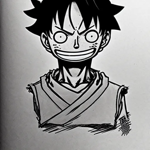 Image similar to luffy by kim jung gi