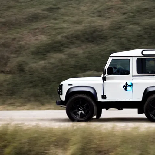 Image similar to a land rover defender designed by johnny ive and apple