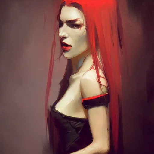 Image similar to A painting of a vampire by Greg Rutkowski, Trending on artstation.