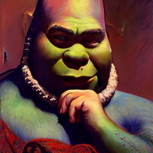 Image similar to a beautiful painting of shrek, art photography, highly detailed painting by gaston bussiere, craig mullins, j. c. leyendecker 8 k