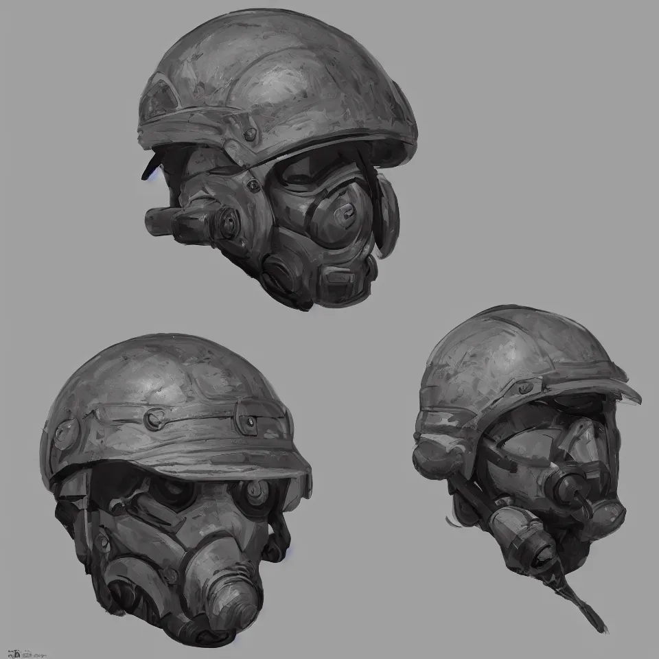 Prompt: front view epic mechanical headgear combat vision helmet digital painting, concept art, smooth, sharp focus, simple draft aaa unreal artstation