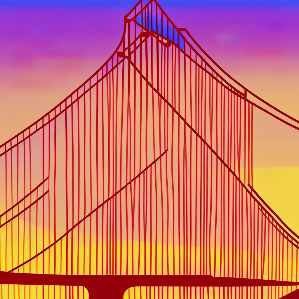 Prompt: infinite golden gate bridge, sticker design vector art, 8k, trending on artstation