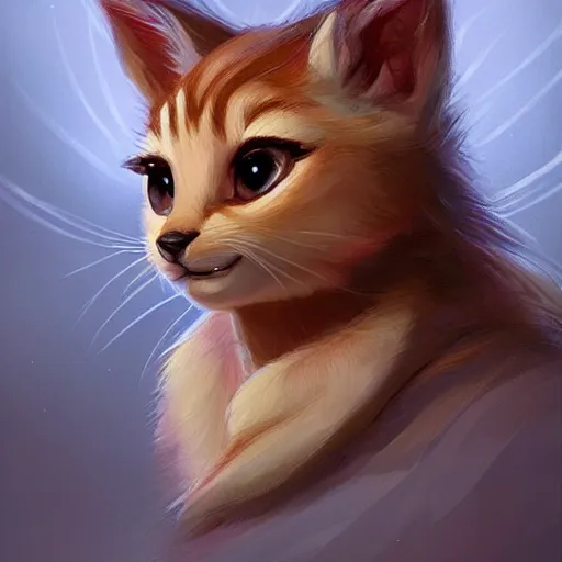 Prompt: Disney's Bambi Cat, the cutest kitten ever, D&D, fantasy, portrait, highly detailed, digital painting, trending on artstation, concept art, sharp focus, illustration, art by artgerm and greg rutkowski and magali villeneuve