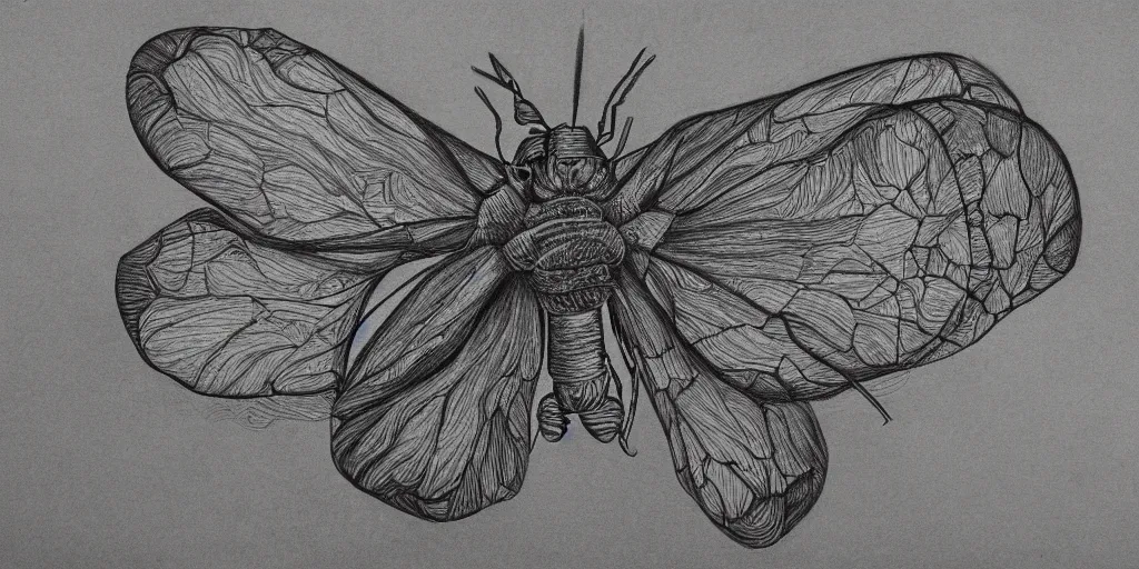 Image similar to pencil drawing of an insect, abstract, surrealism, hyper detail, line art