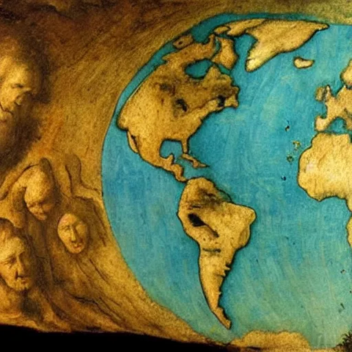 Prompt: a painting by Leonardo Da Vinci of Earth