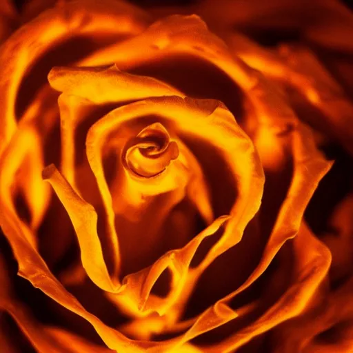 Prompt: rose made of molten lava