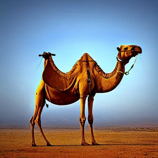 Prompt: helicopter in the shape of a camel, Saudi, realistic photograph