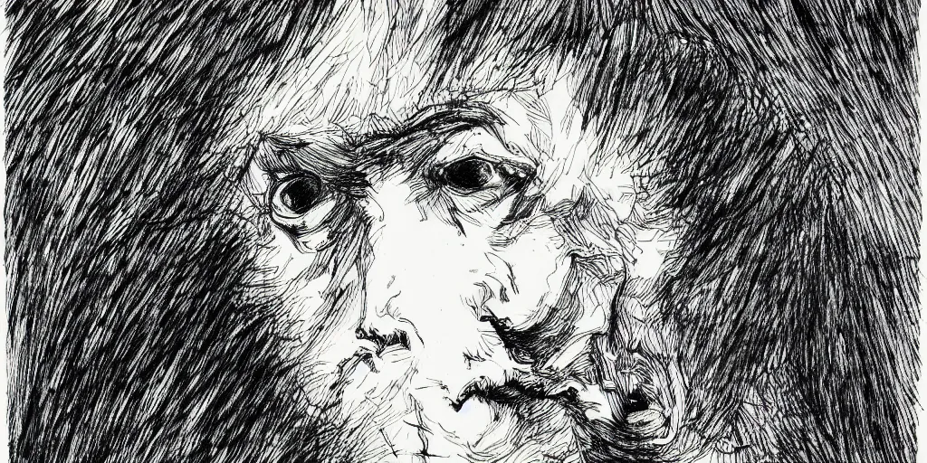 Image similar to ink lineart drawing of an angry man, white background, etchings by goya, chinese brush pen illustration, high contrast, deep black tones, contour