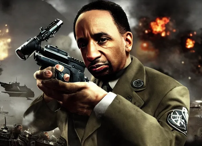 Image similar to stephen a smith in call of duty world at war, ps 4 gameplay