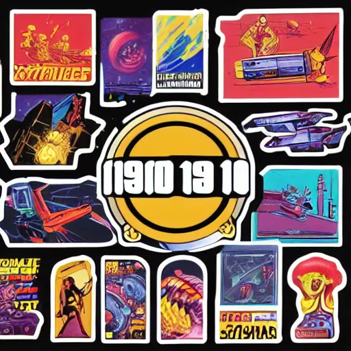 Image similar to 1 9 8 0 s scifi sticker pack, artstation