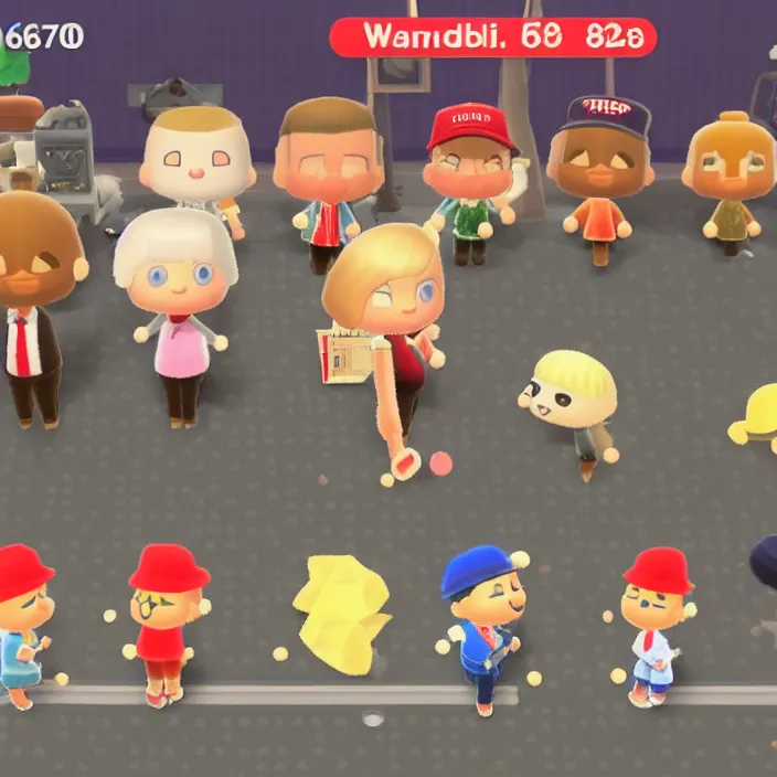 Image similar to donald trump as an animal crossing character, game screenshot