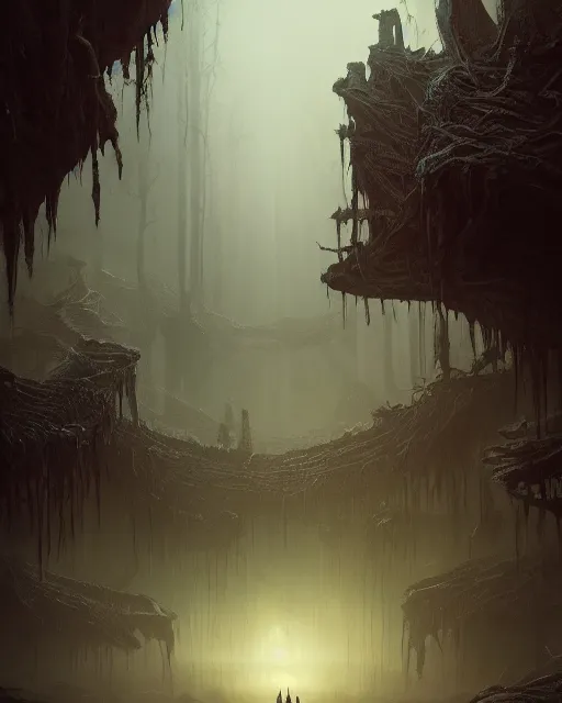 Image similar to an endless maze, terrifying, darker, environment art, fantasy art, landscape art, in the style of greg rutkowski, illustration, epic, fantasy, intricate, hyper detailed, artstation, concept art, smooth, sharp focus, ray tracing